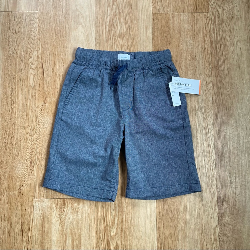 Old Navy Shorts Boys' Size 8 Medium Pull-On Functional Drawstring Blue Chambray